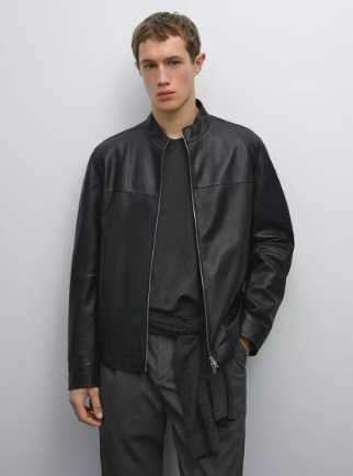 Geaca jacheta de piele 48 M Massimo Dutti NOUA piele moale de ovina