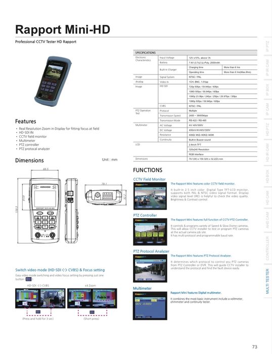 Tester profesional camere supraveghere Raport Mini CCTV Tester