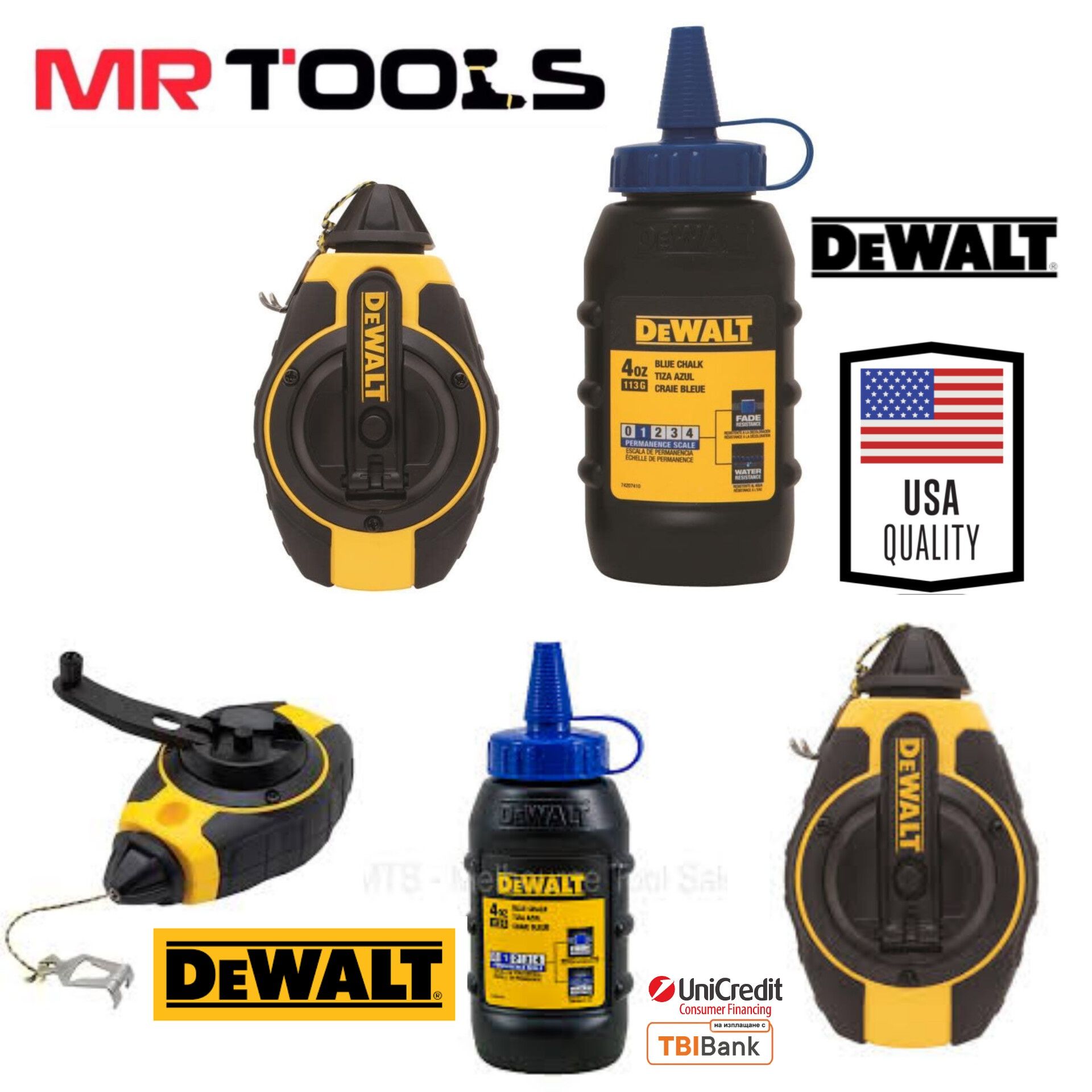 Зидарска чертилка Dewalt DWHT47373L /30м Синя Боя