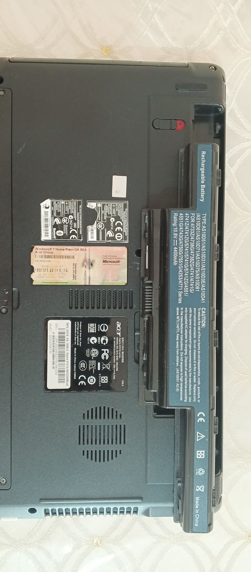 Noutbuk aser aspire .intel core i5 .ozu 4gb sotiladi