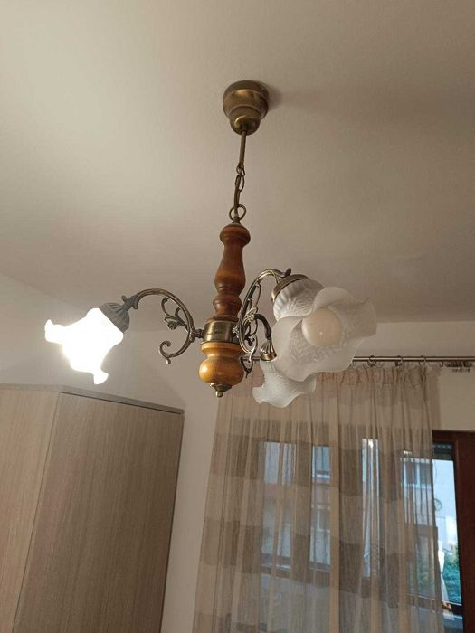 Candelabru cu 3 brate lemn/metal