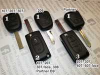 Кутийка за ключ за Peugeot/Пежо 107,207,306,307,308,407
