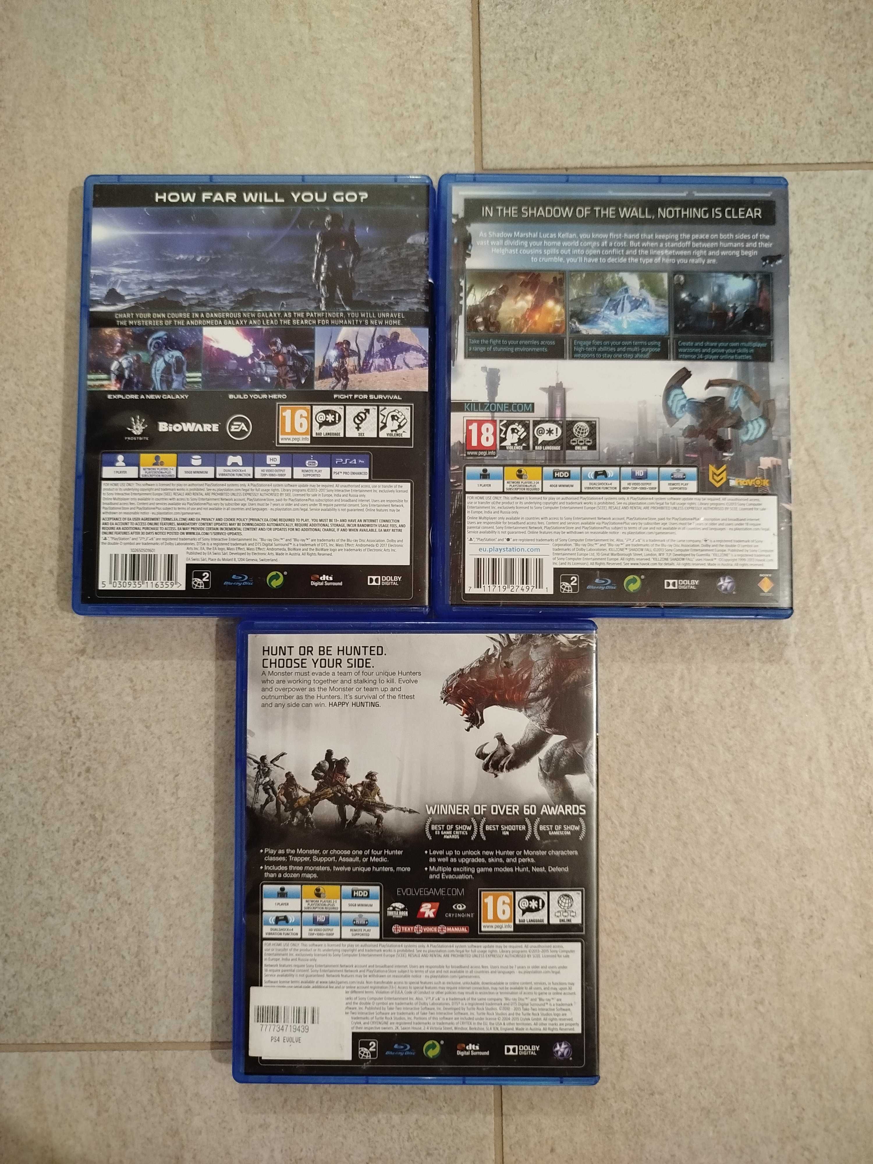 Продавам игри за PS4 Killzone, Evolve, Mass effect ANDROMEDA