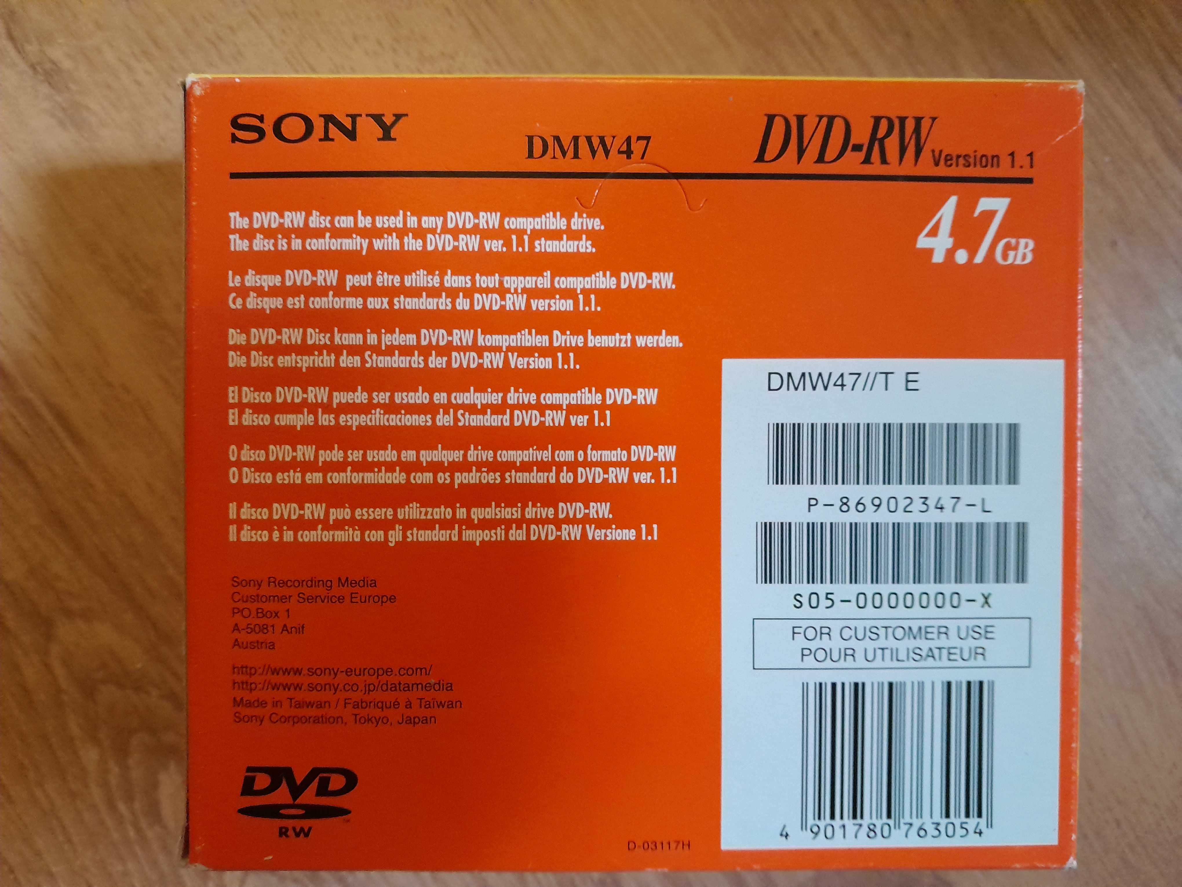 Sony DVD-RW 5 Pack discs 120 min ReWritable 4.7 GB