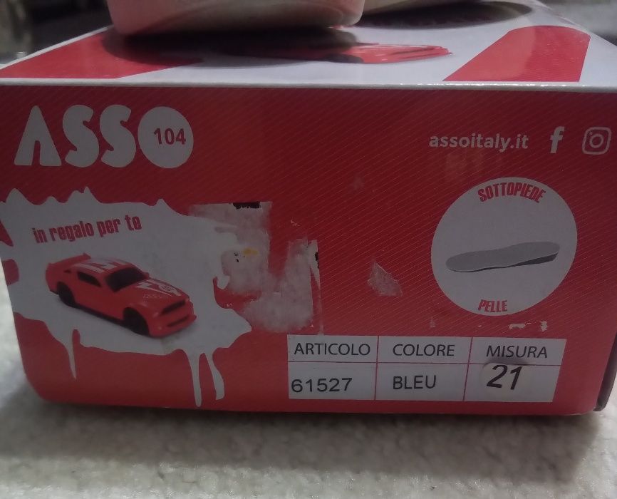Велурени обувки на италианската марка "ASSO", номер 21, стелка 13,5 см