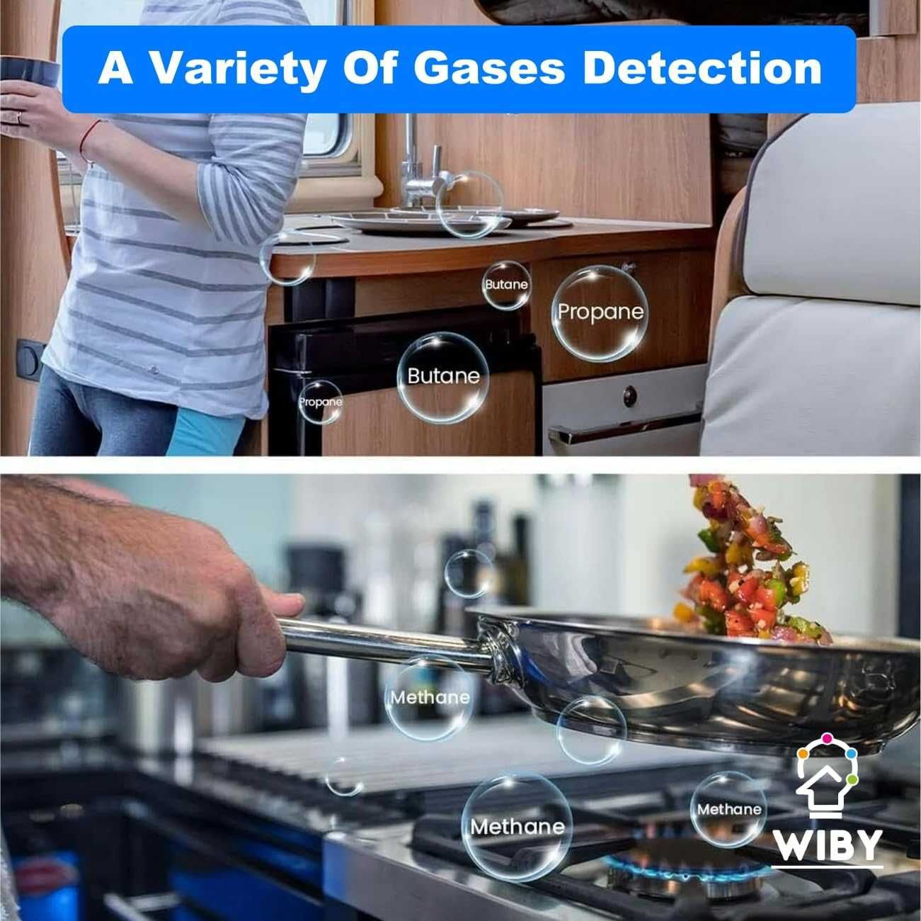 WiFi газодетектор,  с LCD дисплей, съвместим с Alexa/Google Home/