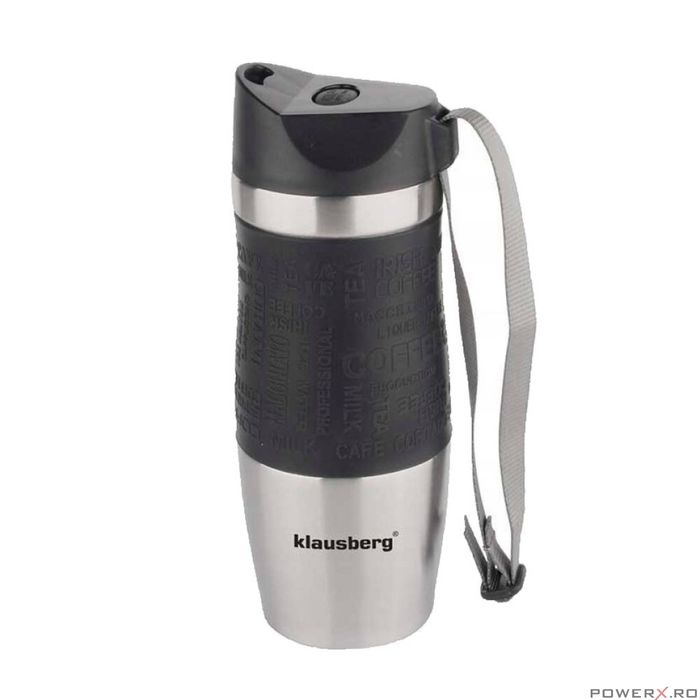 Termos din inox, negru, capacitate 380ml, Klausberg