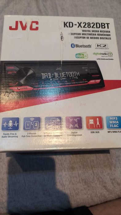 Radio auto KD-X282DBT, JVC, 200 W, LCD, Bluetooth, Negru/Rosu