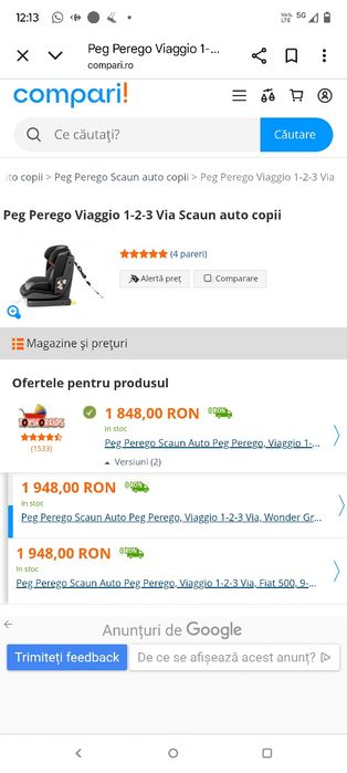 Scaun auto Peg Perego Viaggio 123
