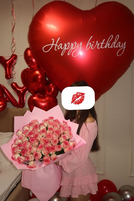 51 розы гигант шары