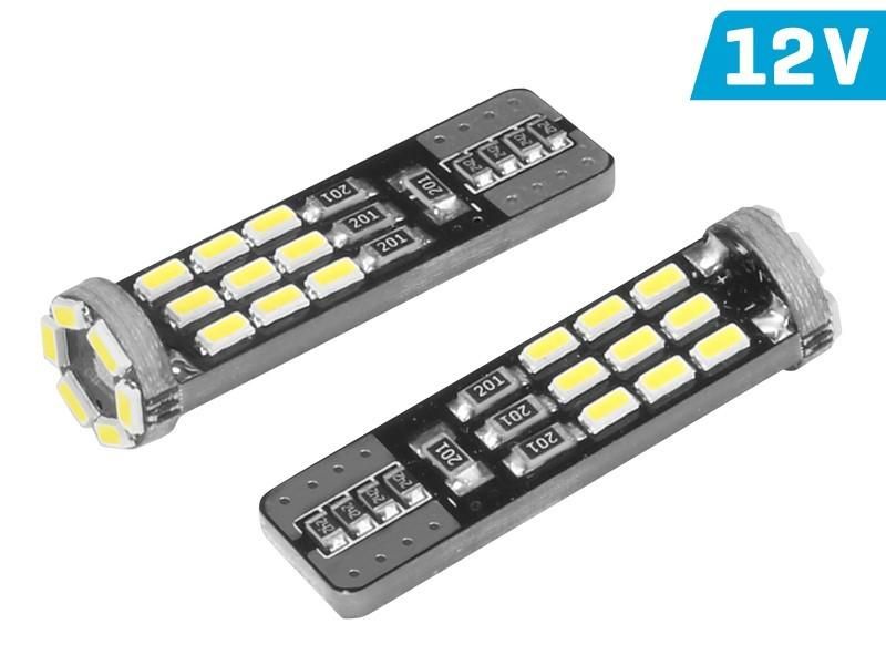 крушки диодни vision w5w (t10) 12v 24x 3014 smd led, canbus, бeли, ...