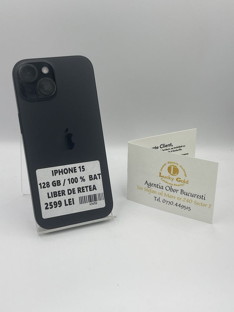 Iphone 15 128 GB / 100 BAT (78 Cicluri) #43652 Garantie!