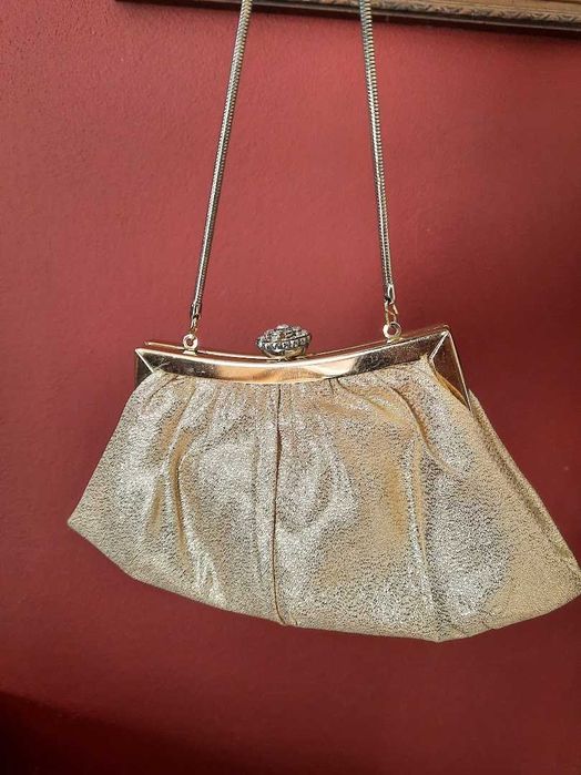 Geanta, poseta vintage de dama Menbur auriu