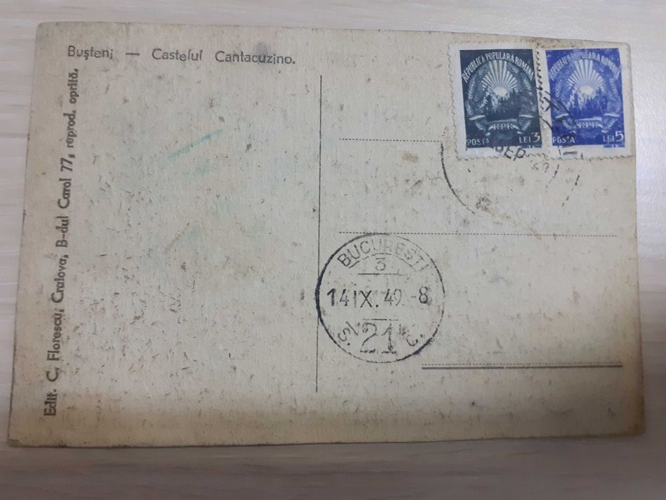 Vand carte postala Busteni-Castelul Cantacuzino din 1949