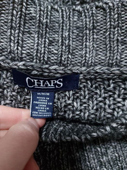 Pulover subtire Chaps, culoare negru/alb, model picatele (M)