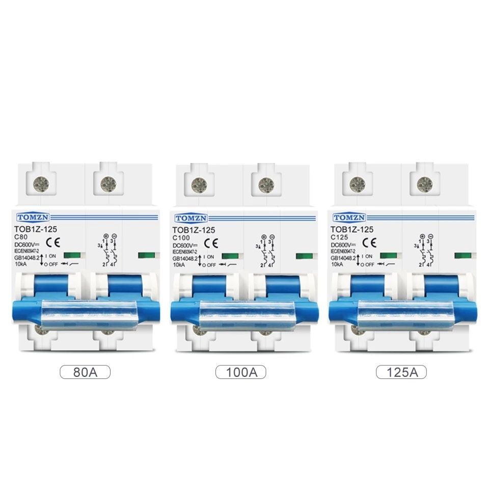 80А / 100А / 125А  2P DC MCB 600V предпазител за PV системи