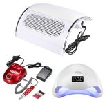 Професионален комплект със 48W UV/LED лампа, прахоуловител и ел. пила