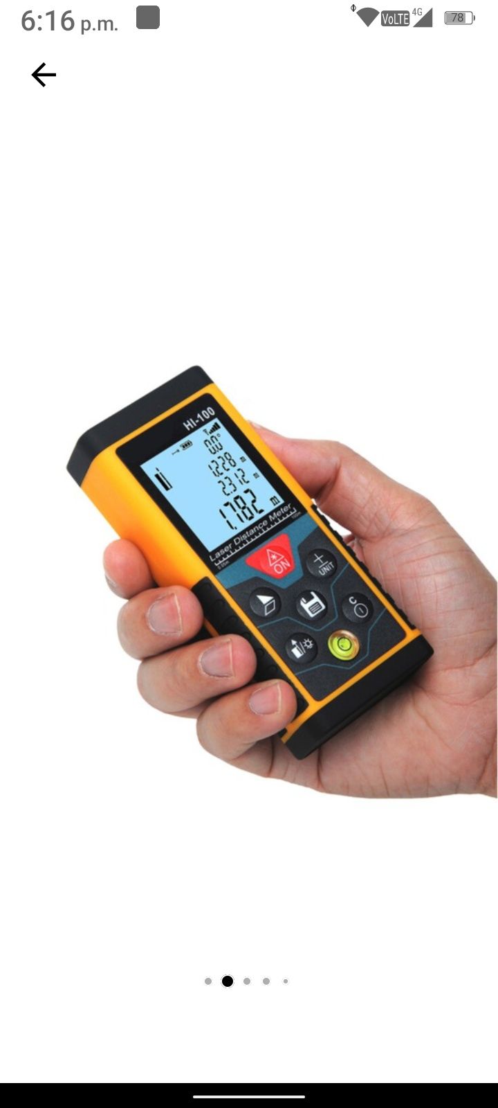 Calitate!Telemetru laser cu display, 60 m, ± 1.5 mm precizie, 635 nm