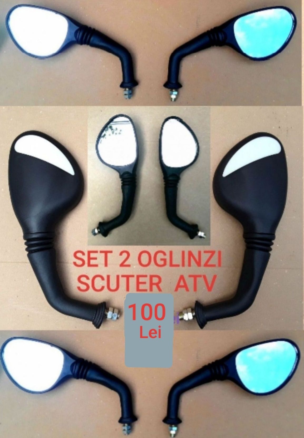 SET 2 OGLINZI cu suport metal pentru Scuter, ATV - NOI - 100 Lei