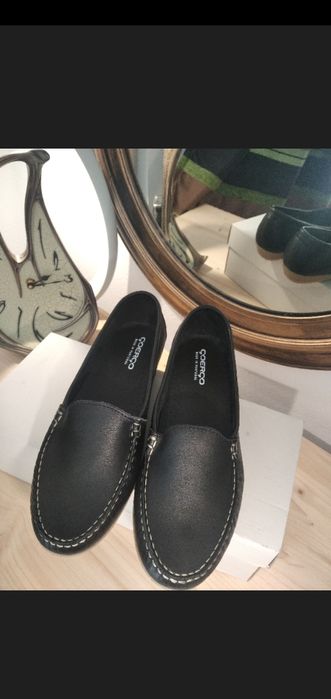 Mocasini piele de culoare neagra, mărimea 38