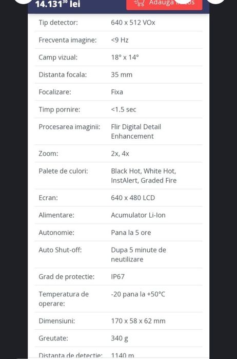 Camera termo Flir scout 2