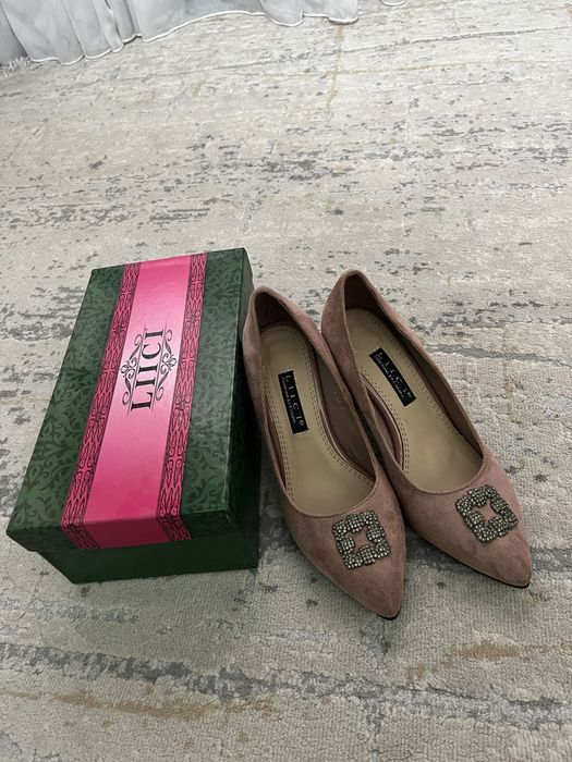 Туфли замша на каблуке