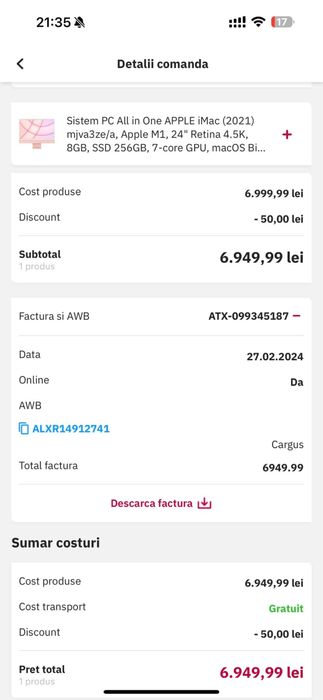 Vand sistem PC All in One Apple Imac 2021