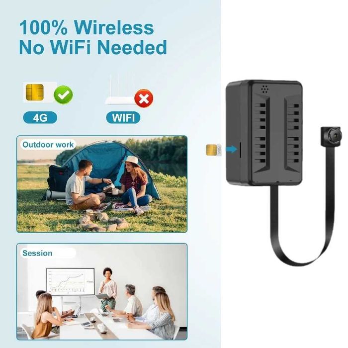 Mini Camera de Supraveghere 4G, X7B, Full HD,Unghi larg 120°, SIM Slot