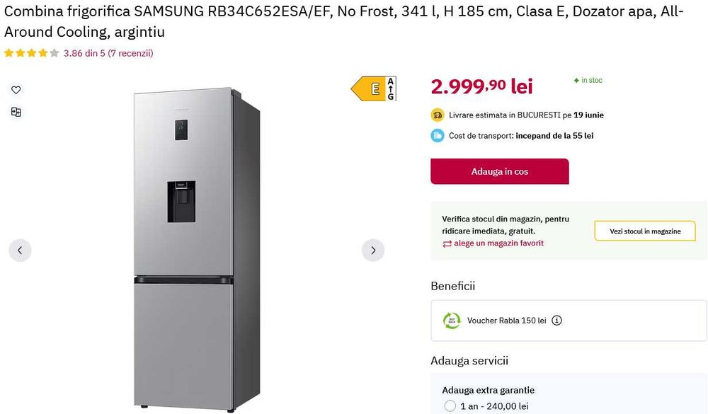 Vând combină frigorifică nouă, nefolosită, în stare de funcționare.