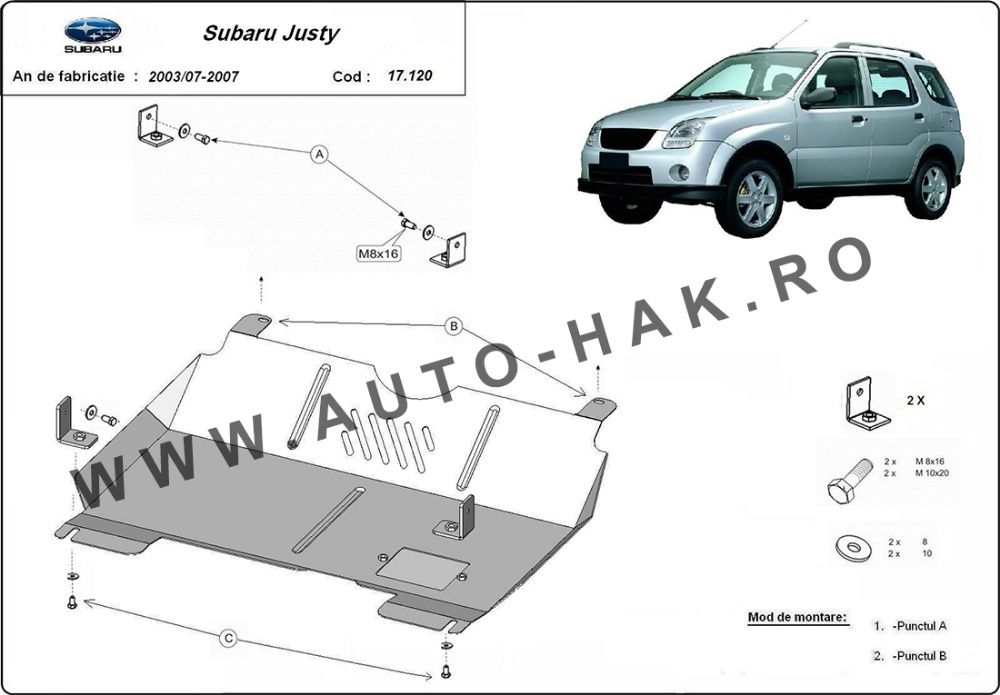 Scut motor metalic Subaru Justy 2003-2007- otel 2mm