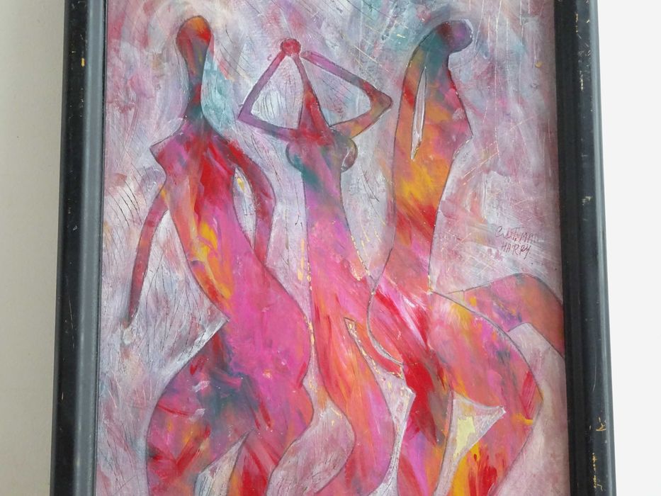 Tablou Harry Guttman ’Trei gratii’- Lucrare pe carton deosebita