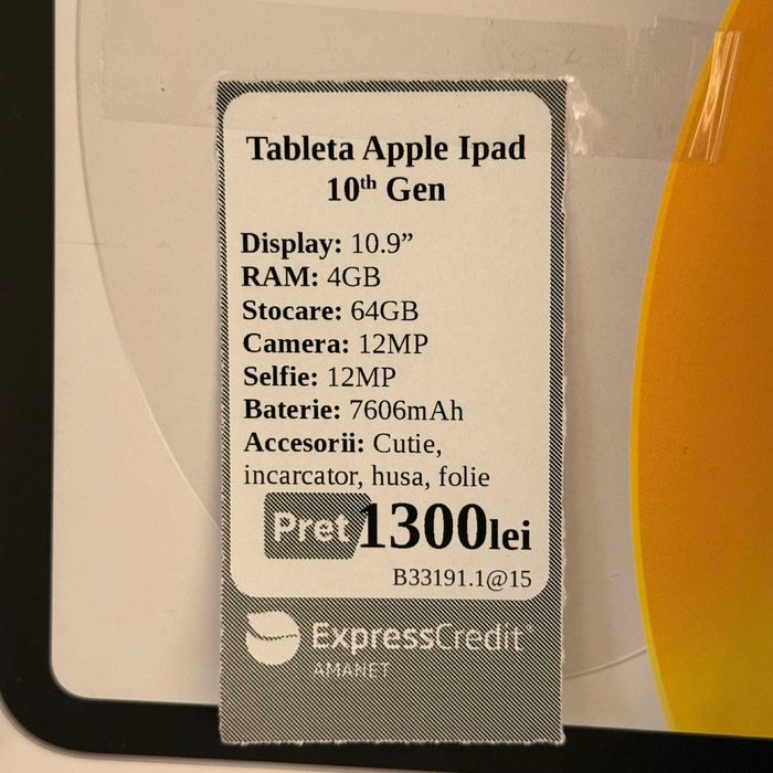 Tableta Apple iPad 10th Gen 4/64GB B33191.1 (AG15) Garantie 2 ani