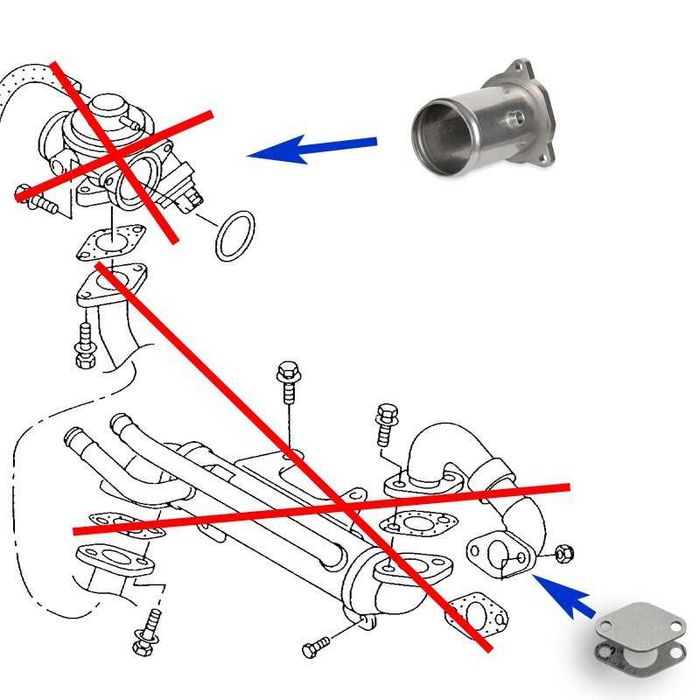 ЕГР EGR Delete Racepipe Race pipe VW Audi 57мм 1.9TDI  F_EGR_01A/ZU