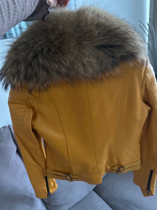 Geaca piele naturala cu guler detasabil, blana naturala, marime M