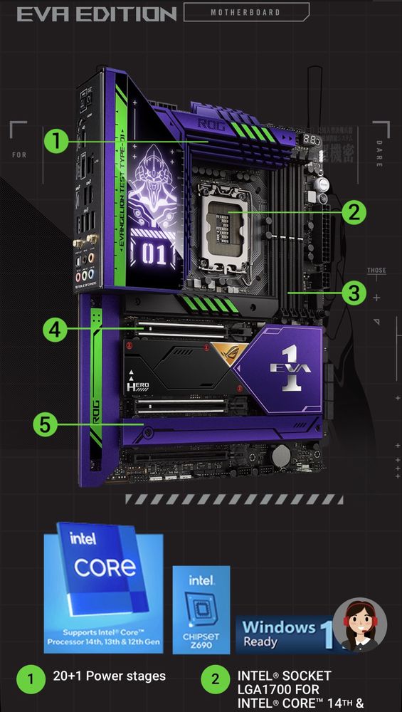 ROG Maximus Z690 Hero EVA Edition I7-14700K Rtx 3090 Game rock 24 Gb
