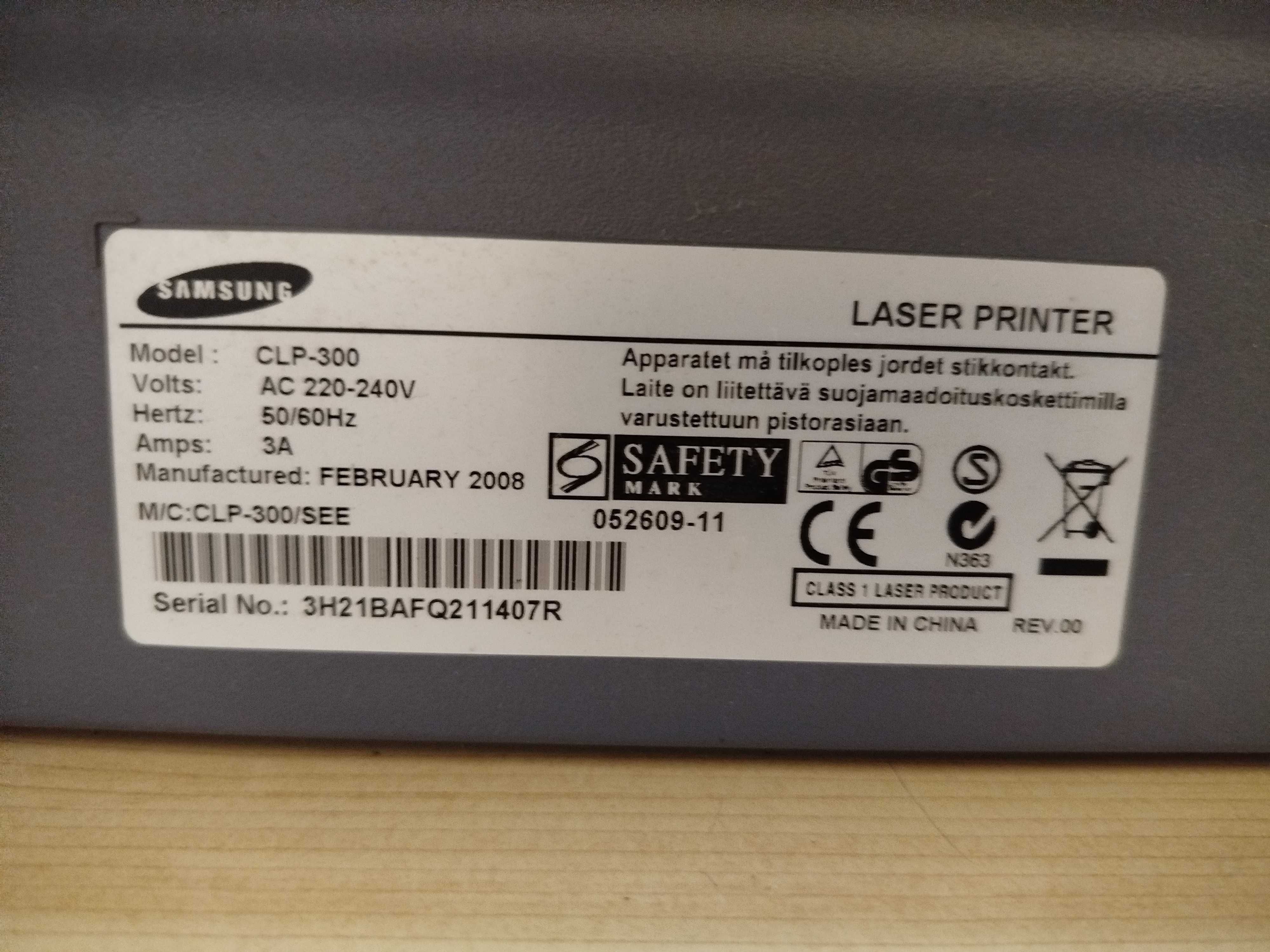 Цветен лазерен принтер samsung clp-300