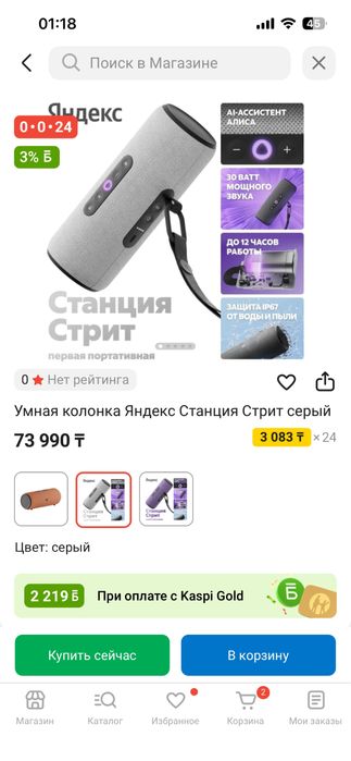 Портативная колонка Яндекс Стрит