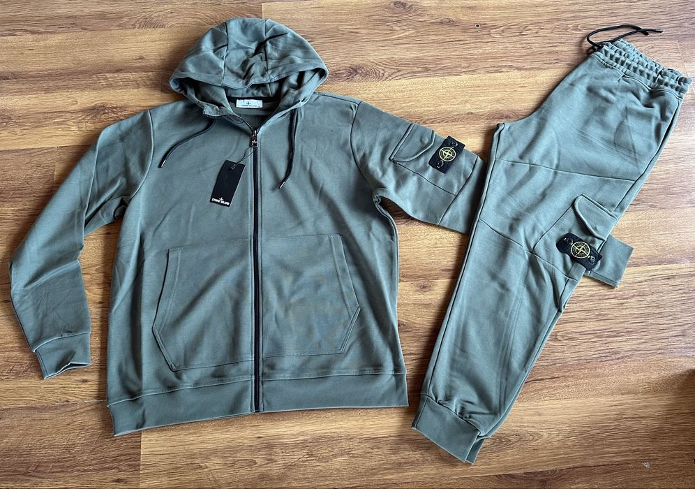 Мъжки,памучен,масленозелен екип Stone Island ГОЛЕМИ РАЗМЕРИ
