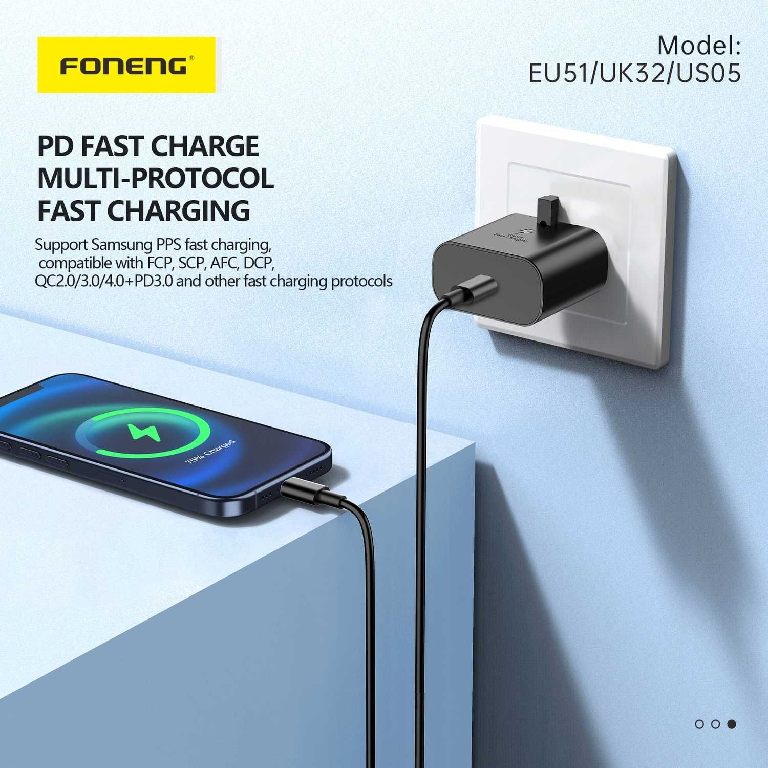 Бързо Зарядно Foneng Wall Charger GAN - Type C - PD 25W