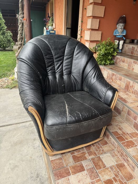 Vand fotoliu culoare negru din piele ecologica