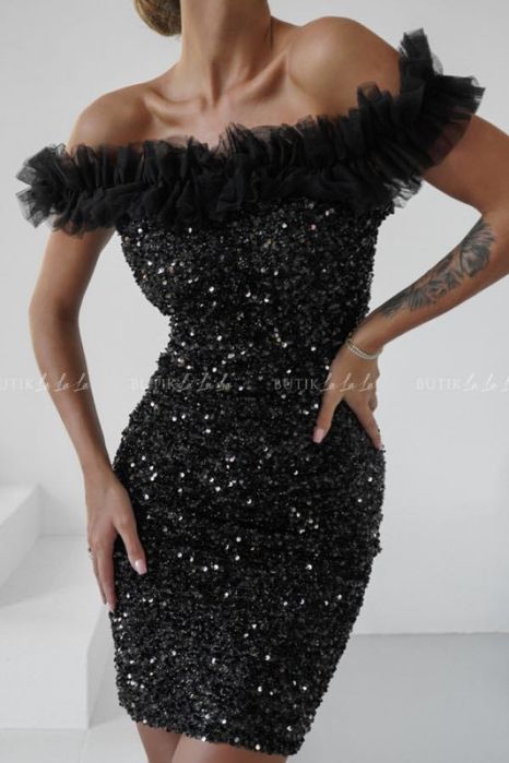 Рокля с пайети блестяща ластична