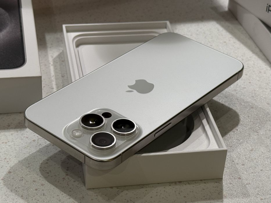 iPhone 15 Pro Max 512GB Titanium White– Като НОВ, 91% Батерия.