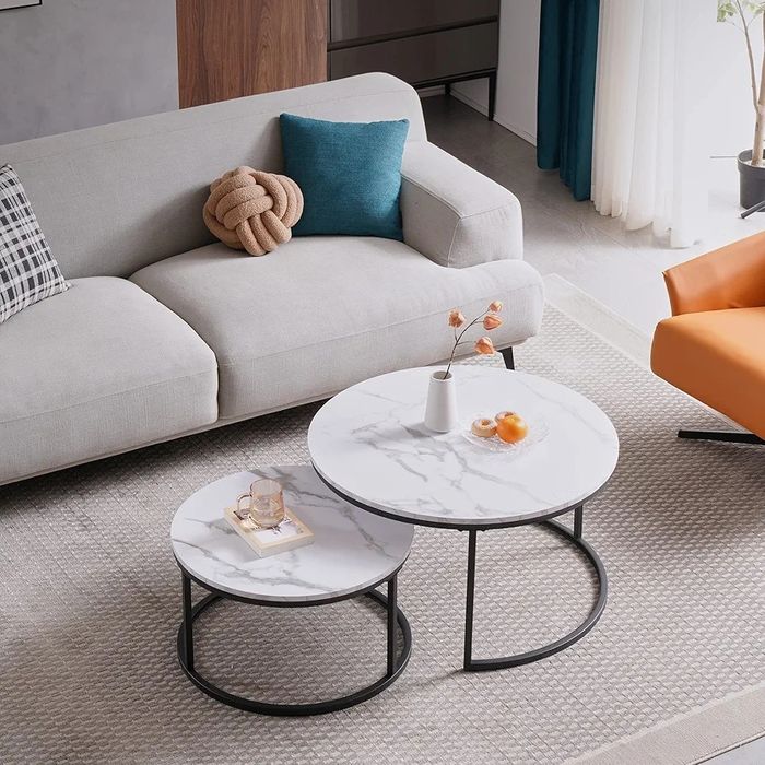 NOU Set 2 mese mdf, alb, marmoroptik