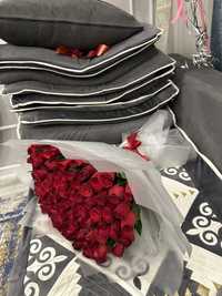 Цветы 101 роза и букет 50 см
