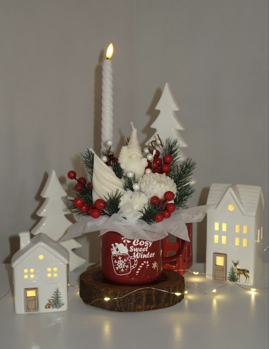 Букет от соеви свещи,коледни