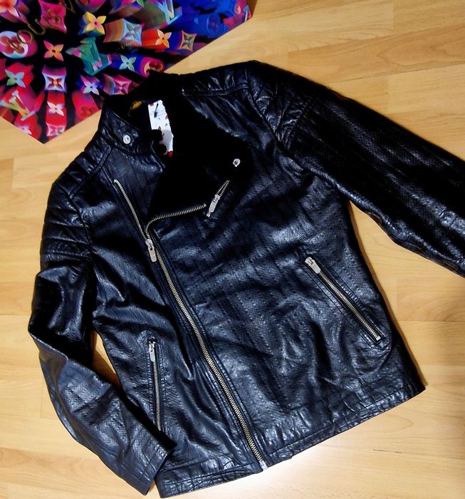 Geaca barbati matlasata Zara,sezonul rece,piele eco,insertii blanita