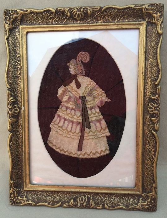 Tablou Goblen CONTESA Unicat Perioda Victoriana Lucrat Manual Pas Mic