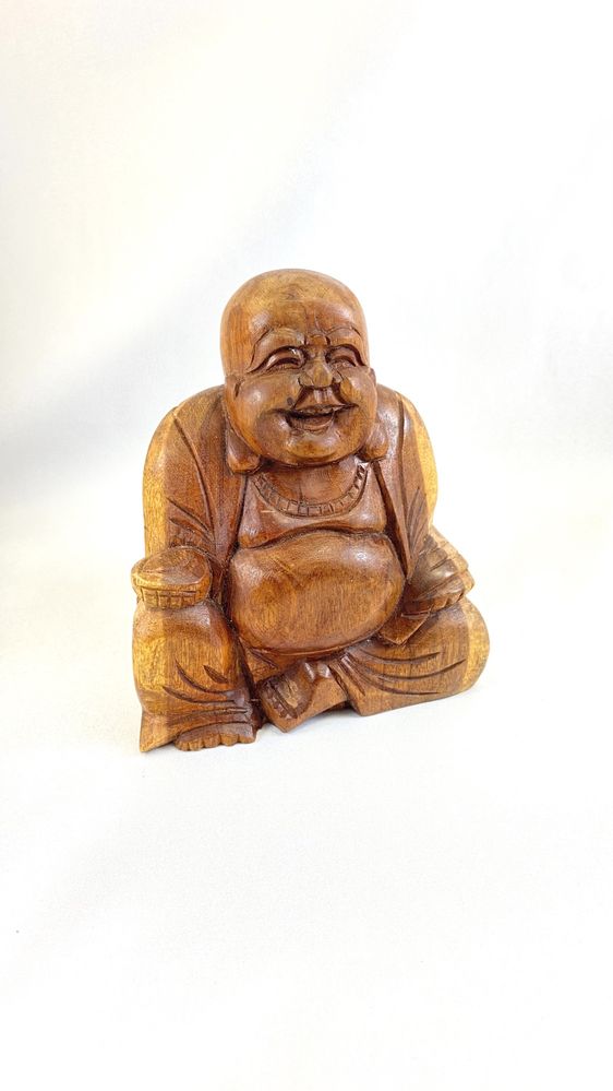 Statueta Buddha feng shui sculptura lemn veche de colectie budista