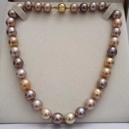 superb colier perle naturale edison 13mm si aur 14k