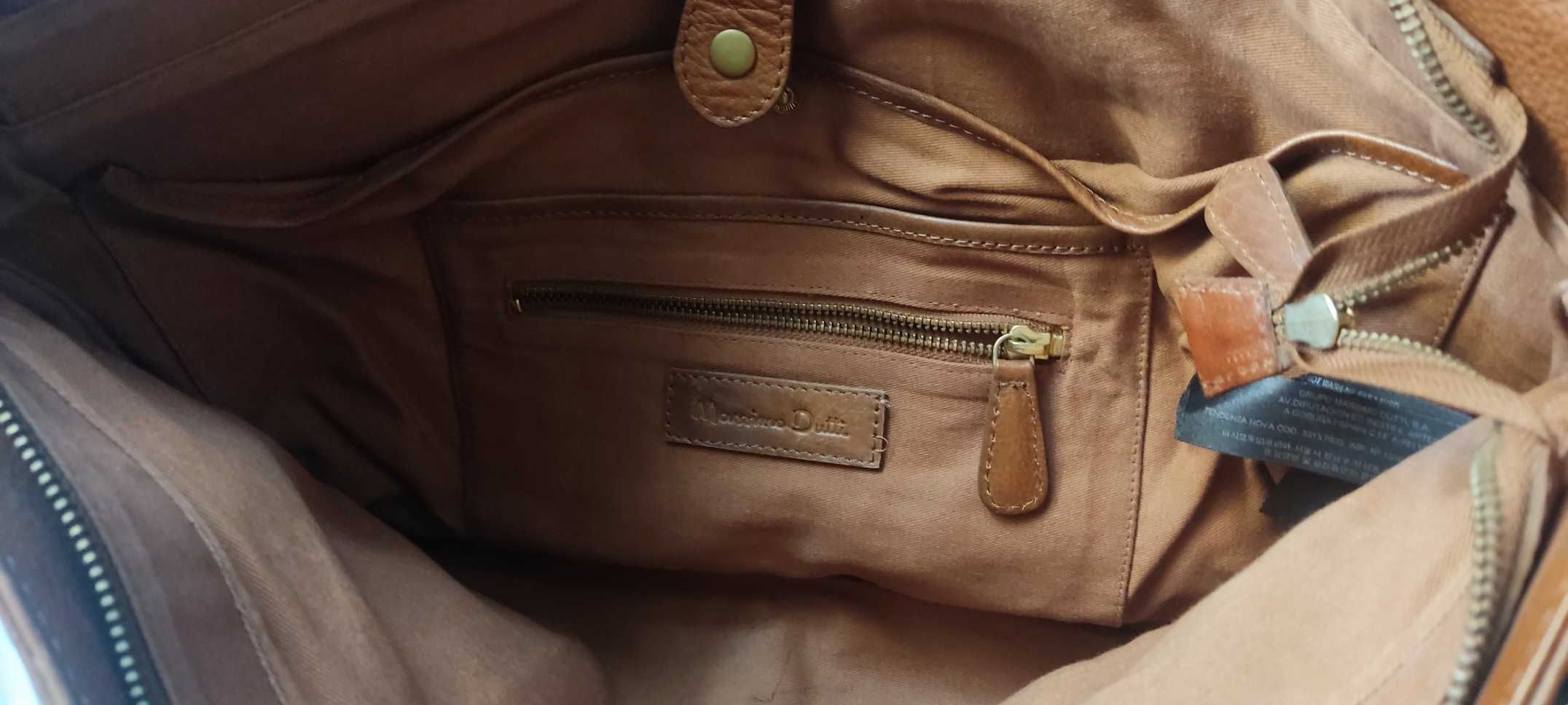 Дамска чанта от естествена телешка кожа Massimo Dutti 40 см широчина